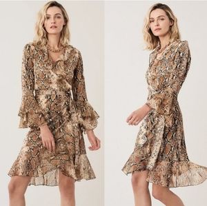NWT DVF Carli Python Ruffle Wrap Dress